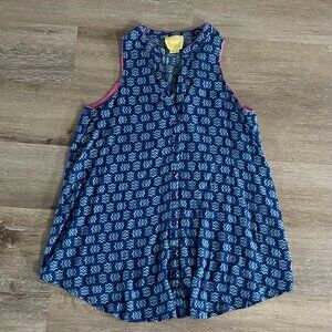 Maeve Anthropologie Ada Tank Size 6 Blouse Blue Pink Trim Button Front Babydoll